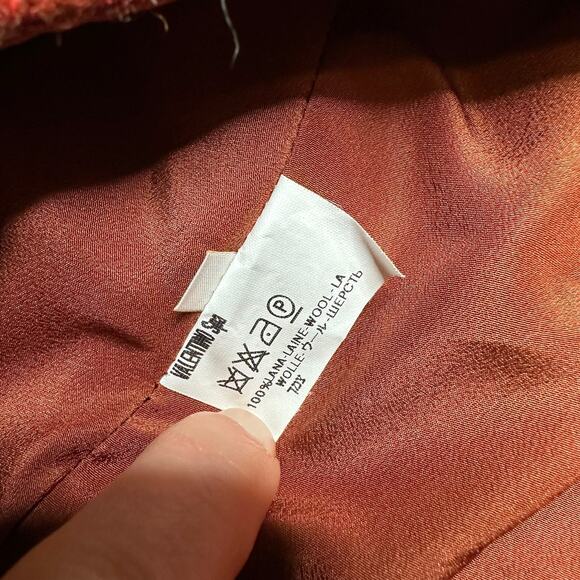 VALENTINO Vintage Orange Plaid Pencil Midi Skirt Women's Size 10 Wool Preppy - Picture 9 of 13